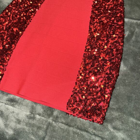 Guess Bodycon Dress Women's Small Red Sequin Halter Neck Cocktail Showgirl Glam - Picture 5 of 8